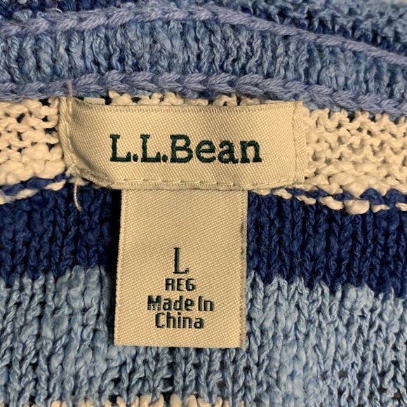 L.L. Bean Midweight Cotton Slub Hooded Pullover Blue size Large - Picture 7 of 8